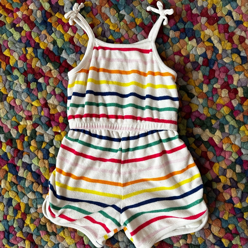 Girl's Striped Terry Cloth Romper
